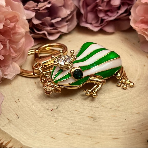 The Frog Prince Green and White Striped Keychain Charm - Picture 14 of 16